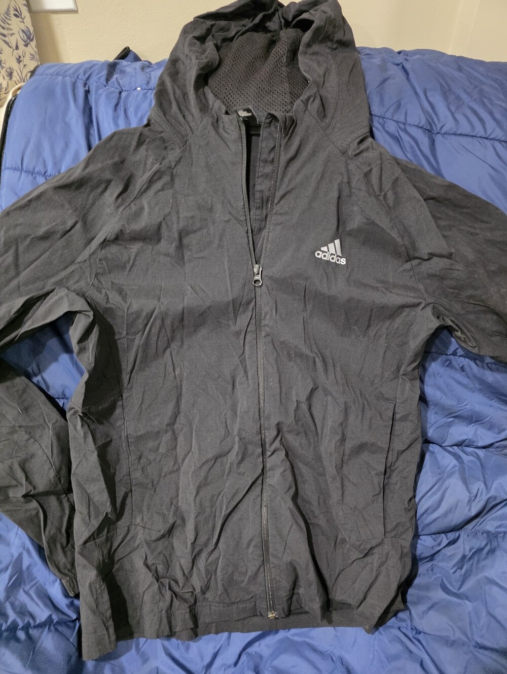 adidas Black Full-Zip Hooded Windbreaker